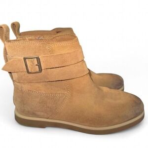 UGG Tan Brown Suede Leather Distressed Ankle Boots Ladies‎ Size 6